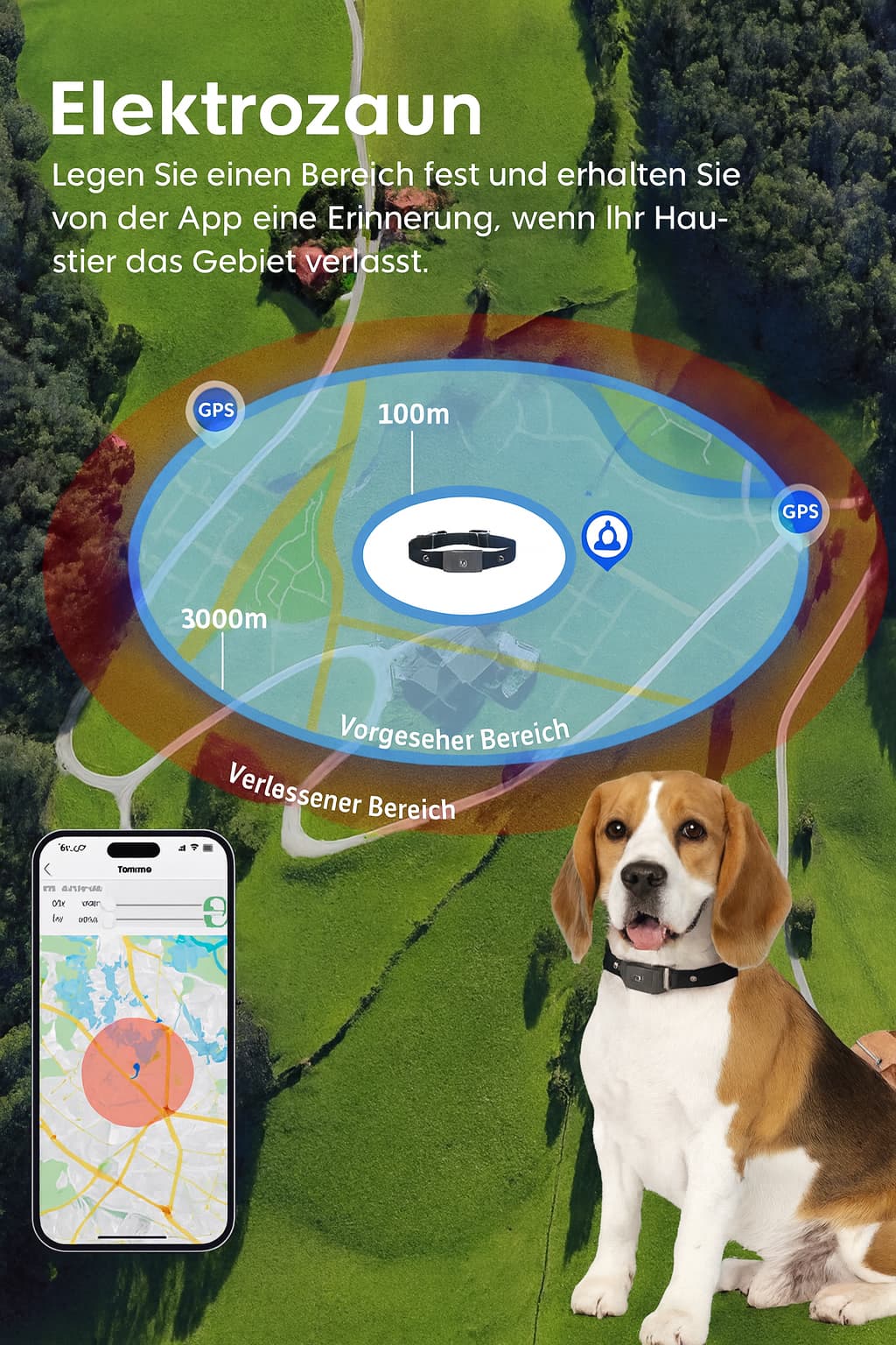 GPS Hunde - Tracker Halsband Wasserdicht 4G | Echtzeit - Ortung & Anti - Verlust Locator für Hunde