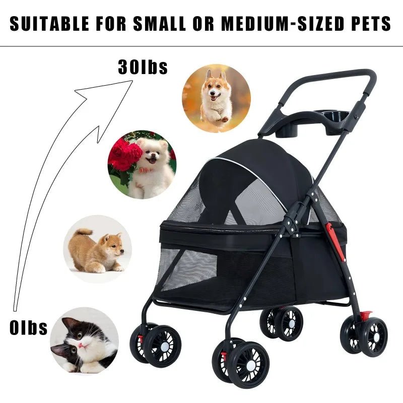 Hunde - Buggy für kleine Hunde, faltbar– Leichter Tierkinderwagen, stabil & komfortabel für Outdoor - Reisen | Furrivio™ für Hunde & Katzen – jetzt bei Furrivio™ kaufen