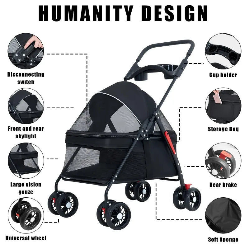 Hunde - Buggy für kleine Hunde, faltbar– Leichter Tierkinderwagen, stabil & komfortabel für Outdoor - Reisen | Furrivio™ für Hunde & Katzen – jetzt bei Furrivio™ kaufen
