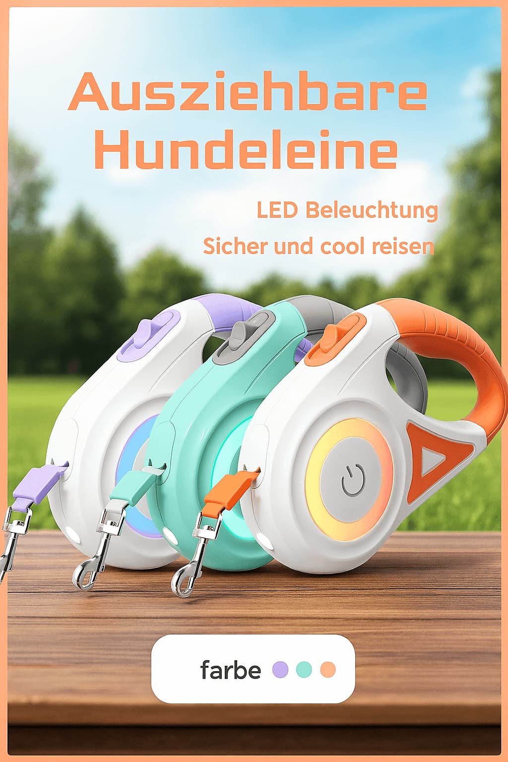 Hundeleine mit Licht  Flexi Leine mit Taschenlampe | Furrivio
