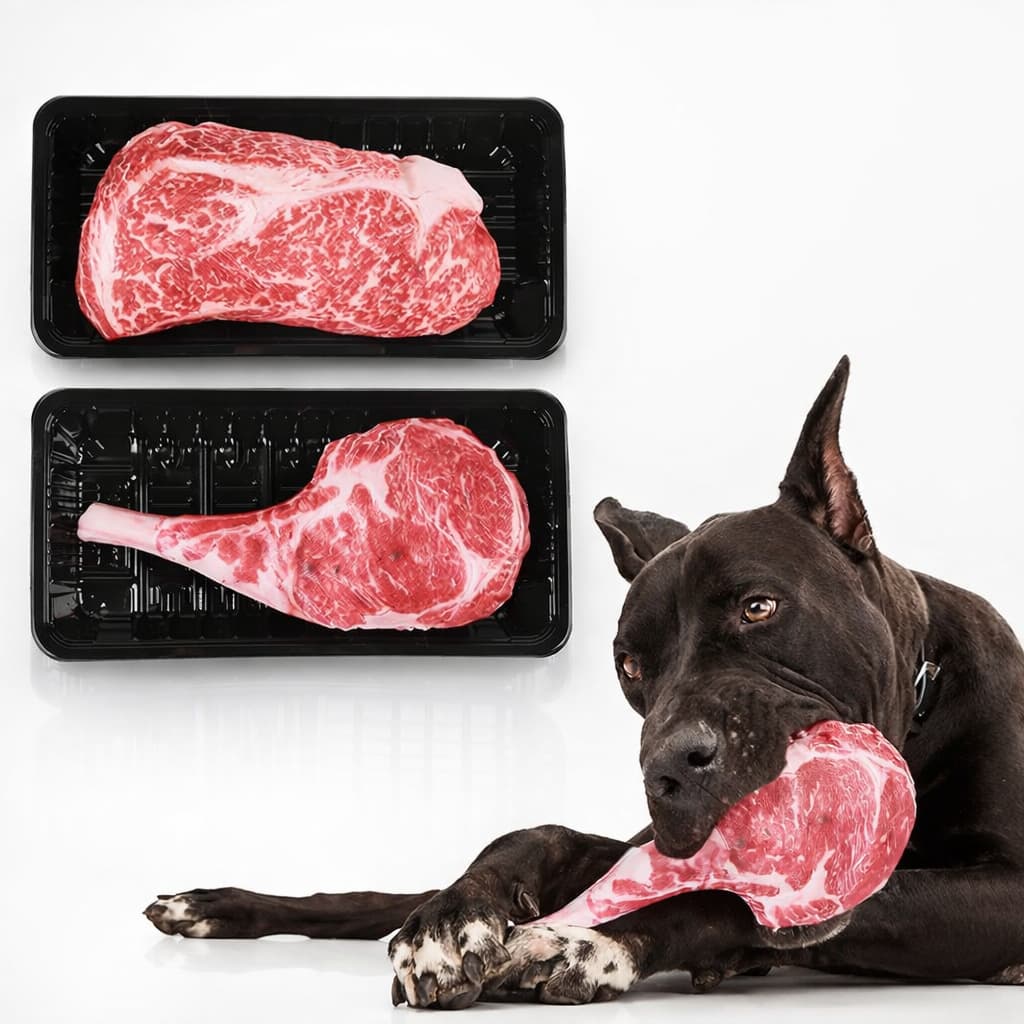 Hundespielzeug Steak – Bissfestes Hundespielzeug