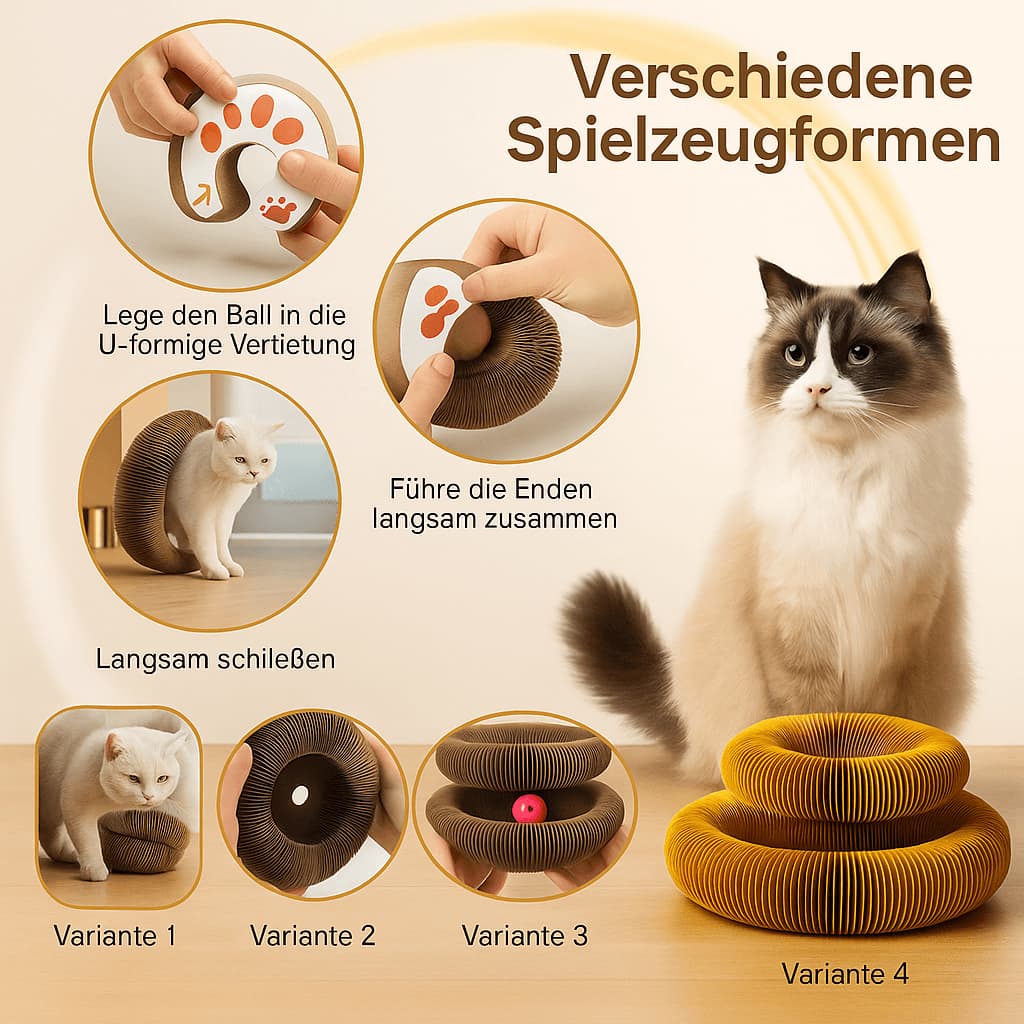 Katzen - Kratzpappe mit Ball – Rund, interaktiv & stabil | Furrivio™ für Hunde & Katzen – jetzt bei Furrivio™ kaufen