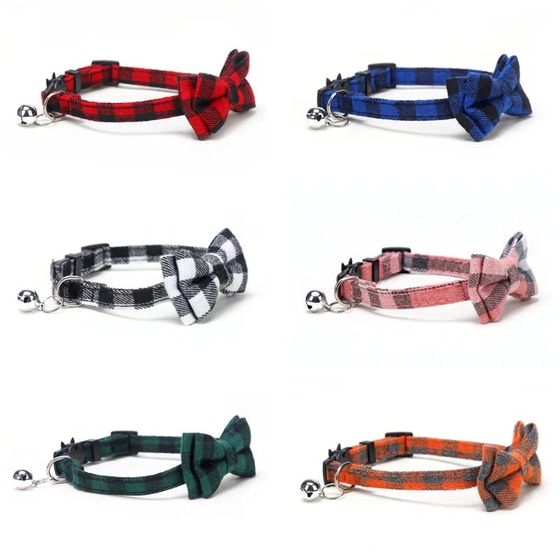 Katzenhalsband mit Schleife & Glocke | Verstellbares Breakaway Halsband für Katzen – Rot kariert, niedlich & sicher | Furrivio™ für Hunde & Katzen – jetzt bei Furrivio™ kaufen