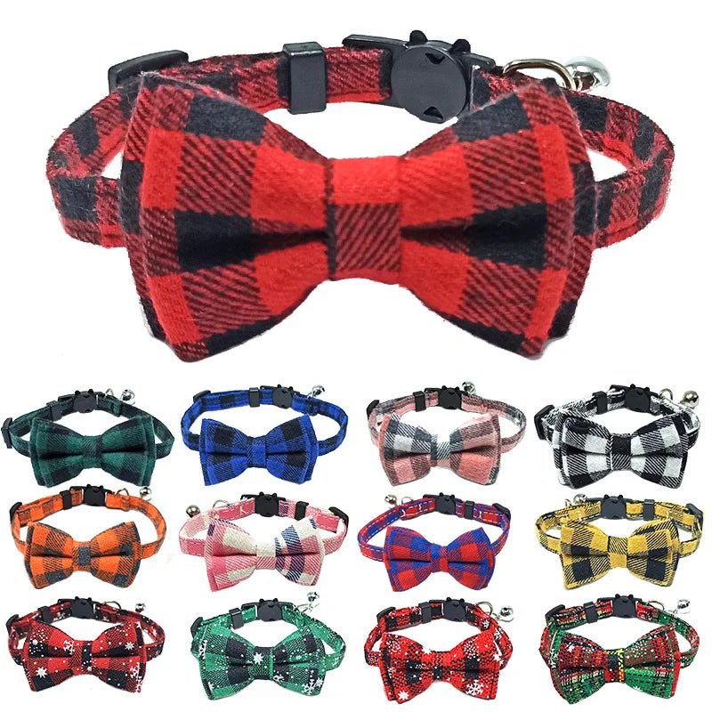 Katzenhalsband mit Schleife & Glocke | Verstellbares Breakaway Halsband für Katzen – Rot kariert, niedlich & sicher | Furrivio™ für Hunde & Katzen – jetzt bei Furrivio™ kaufen
