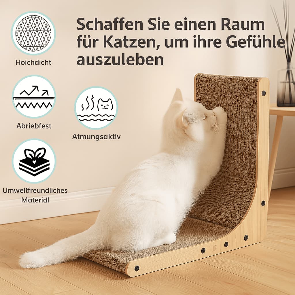 Katzenkratzbrett L - Form – Wandmontage & Spielball | Furrivio™ für Hunde & Katzen – jetzt bei Furrivio™ kaufen