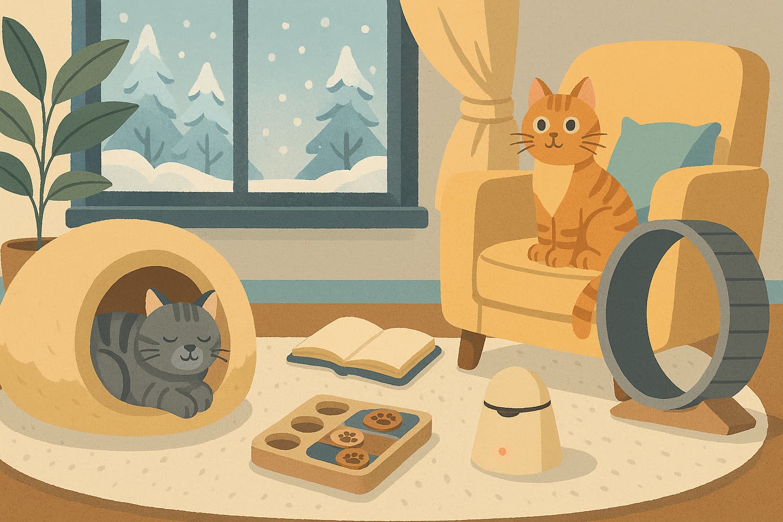 Wohnungskatzen im Winter: Schlafplätze & Beschäftigung - Furrivio