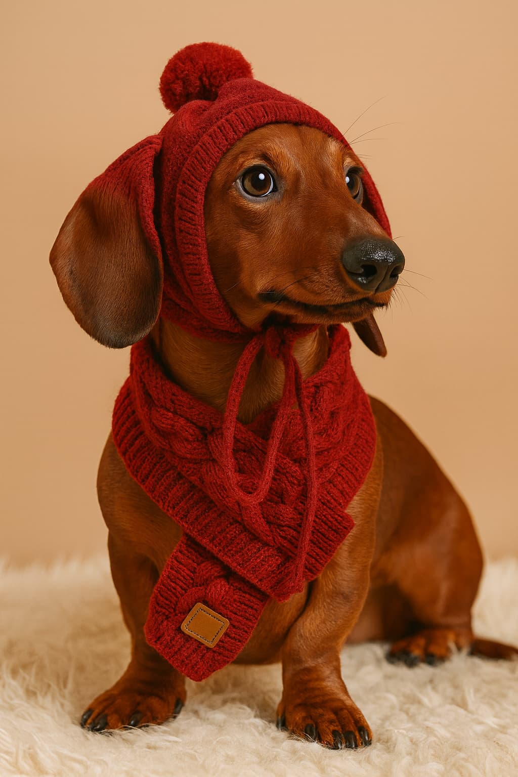 Dackel Mütze - Warme Mütze für Dackel mit Schal für Hunde & Katzen – jetzt bei Furrivio™ kaufen
