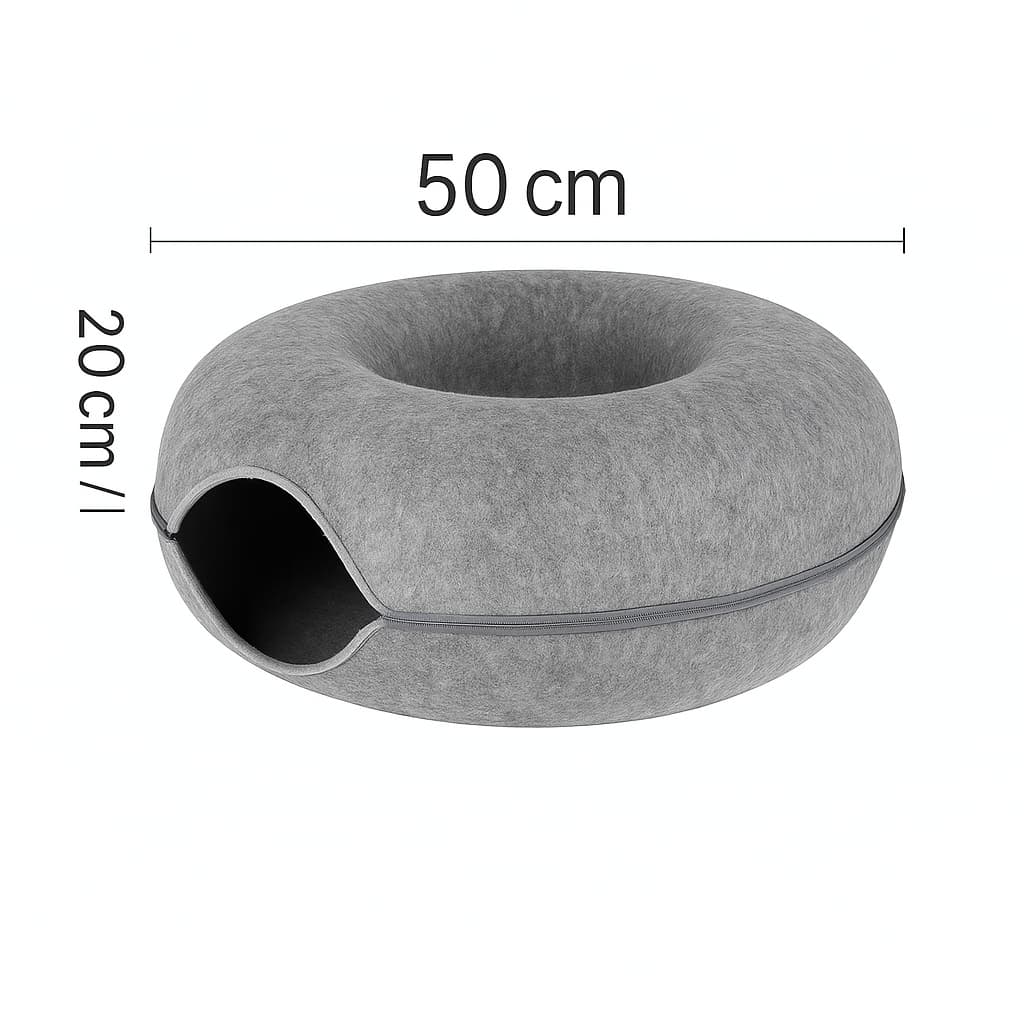 Donut Katzenbett mit Tunnel – 2 - in - 1 Katzenhöhle & Spielplatz aus Plüsch | Furrivio™ für Hunde & Katzen – jetzt bei Furrivio™ kaufen