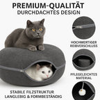 Donut Katzenbett mit Tunnel – 2 - in - 1 Katzenhöhle & Spielplatz aus Plüsch | Furrivio™ für Hunde & Katzen – jetzt bei Furrivio™ kaufen