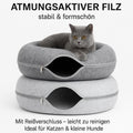 Donut Katzenbett mit Tunnel – 2 - in - 1 Katzenhöhle & Spielplatz aus Plüsch | Furrivio™ für Hunde & Katzen – jetzt bei Furrivio™ kaufen