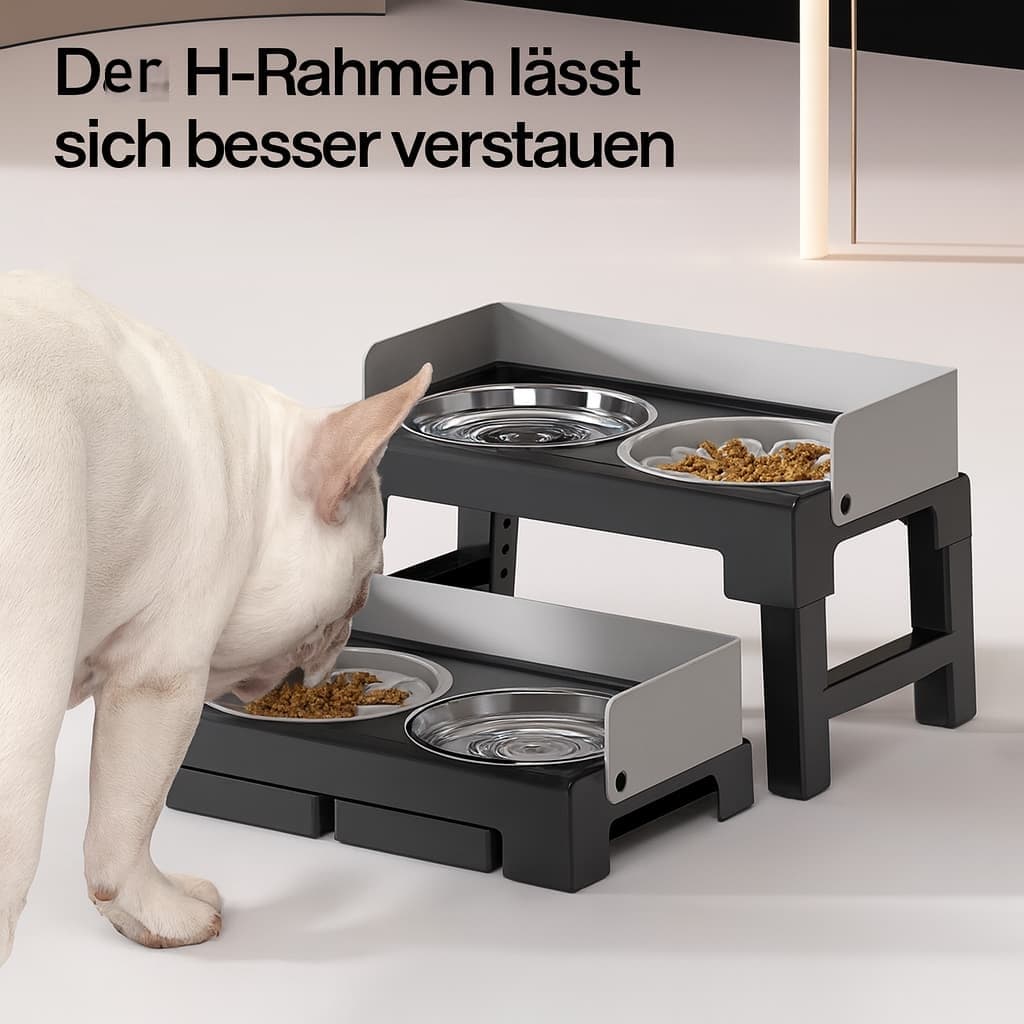 Doppelnapf Hund – Erhöhter Futterständer mit Edelstahl - Schalen | Furrivio™ für Hunde & Katzen – jetzt bei Furrivio™ kaufen