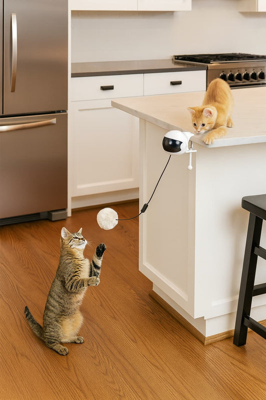 Elektrisches Katzenspielzeug – Automatischer Hebe - und Drehball | Interaktives Puzzle - Spielzeug mit Teaser - Ball für Katzen für Hunde & Katzen – jetzt bei Furrivio™ kaufen