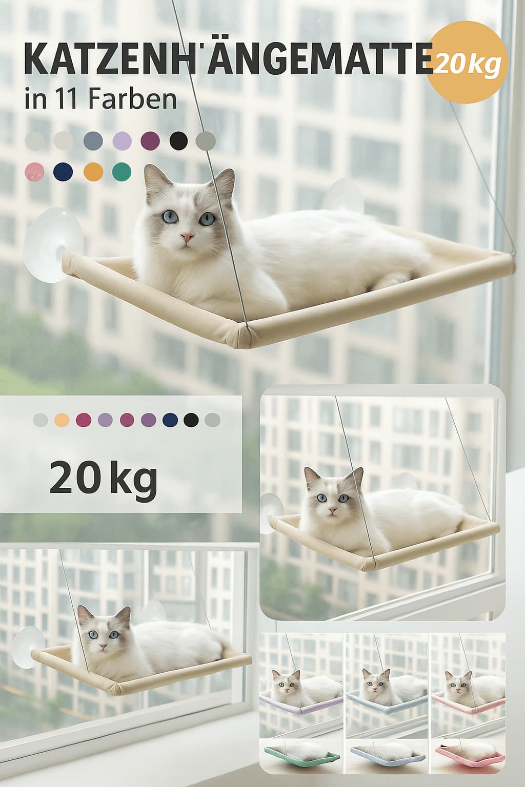 Fenster - Hängematte für Katzen – Tragbar, stabil & sonnig bequem | Furrivio™ für Hunde & Katzen – jetzt bei Furrivio™ kaufen