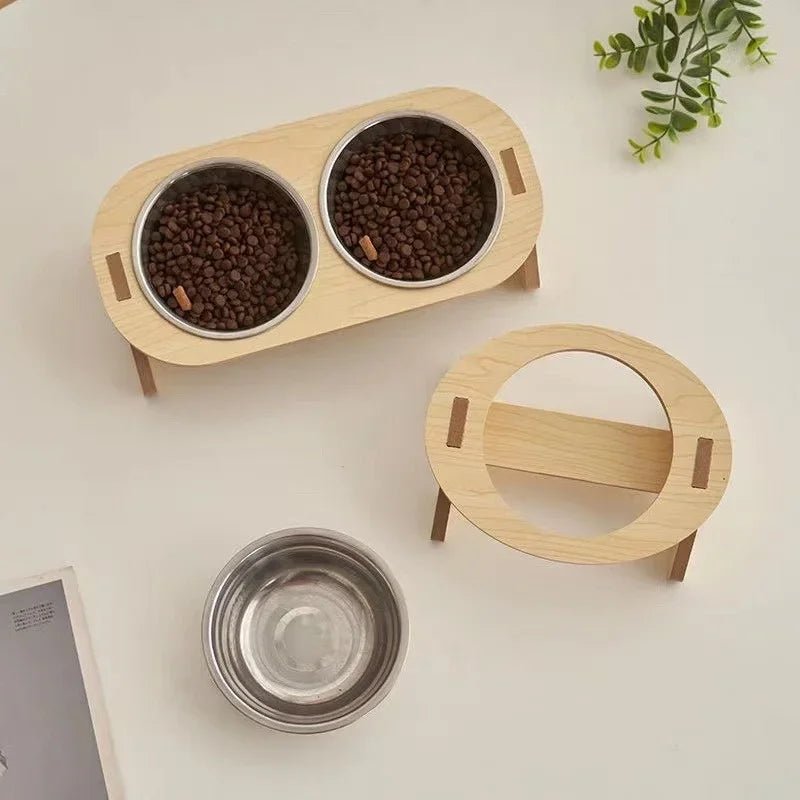 Holz Napfständer Hund – Erhöhter Futternapf mit Edelstahl | Furrivio™ für Hunde & Katzen – jetzt bei Furrivio™ kaufen