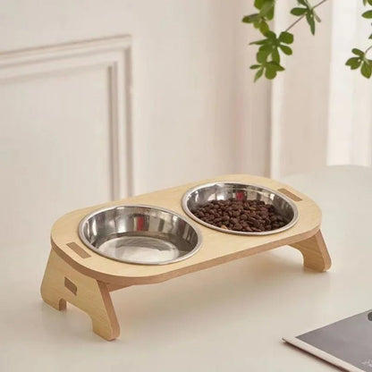 Holz Napfständer Hund – Erhöhter Futternapf mit Edelstahl | Furrivio™ für Hunde & Katzen – jetzt bei Furrivio™ kaufen