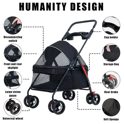 Hunde - Buggy für kleine Hunde, faltbar– Leichter Tierkinderwagen, stabil & komfortabel für Outdoor - Reisen | Furrivio™ für Hunde & Katzen – jetzt bei Furrivio™ kaufen