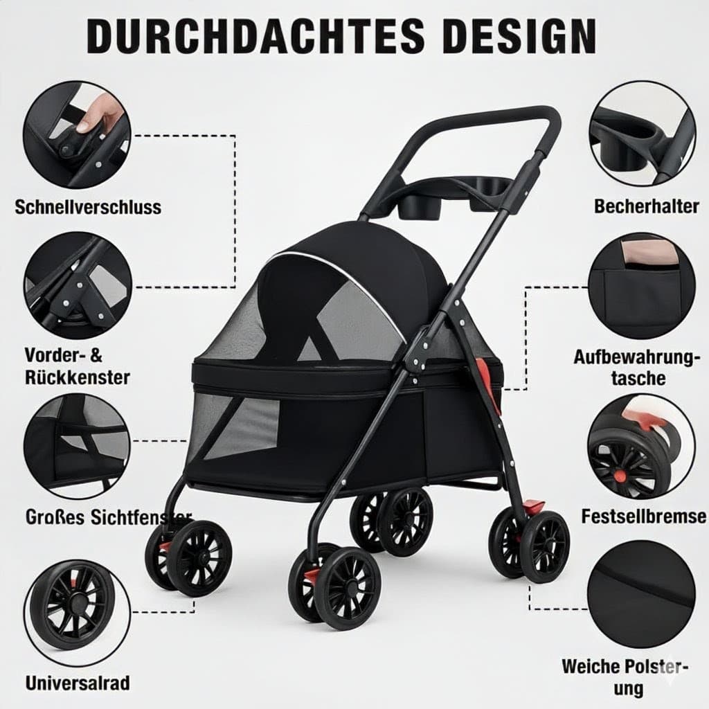 Hundebuggy - klein, faltbar, perfekt für kleine Hunde | Furrivio™ für Hunde & Katzen – jetzt bei Furrivio™ kaufen