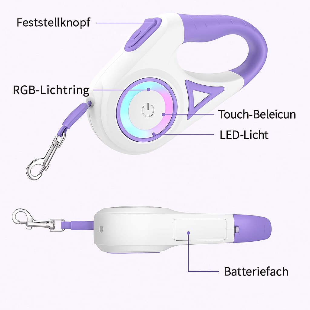 Hundeleine mit Licht – Flexi Leine mit Taschenlampe | Furrivio™ für Hunde & Katzen – jetzt bei Furrivio™ kaufen