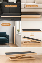 Hunderampe aus Holz – Höhenverstellbare Hunderampe mit Anti - Rutsch Teppich