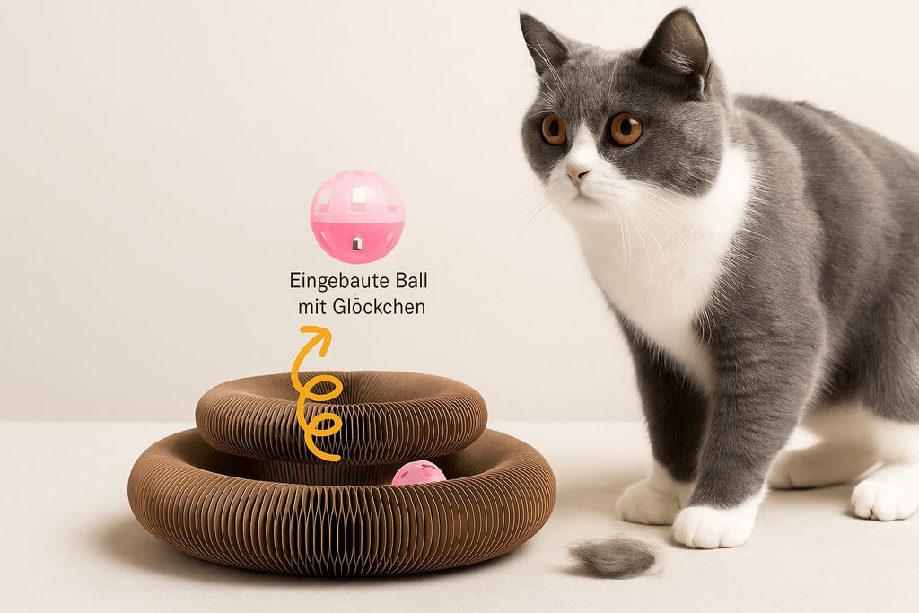 Katzen - Kratzpappe mit Ball – Rund, interaktiv & stabil | Furrivio™ für Hunde & Katzen – jetzt bei Furrivio™ kaufen