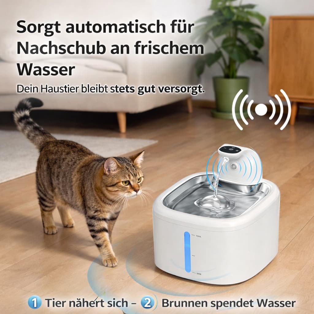 Katzenbrunnen ohne Kabel - moderner Trinkbrunnen mit Akku für Hunde & Katzen – jetzt bei Furrivio kaufen