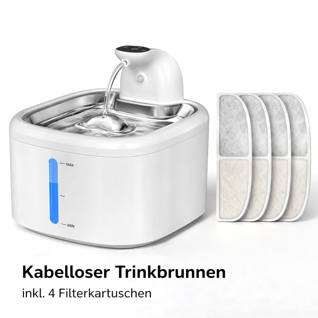 Katzenbrunnen ohne Kabel - moderner Trinkbrunnen mit Akku für Hunde & Katzen – jetzt bei Furrivio kaufen