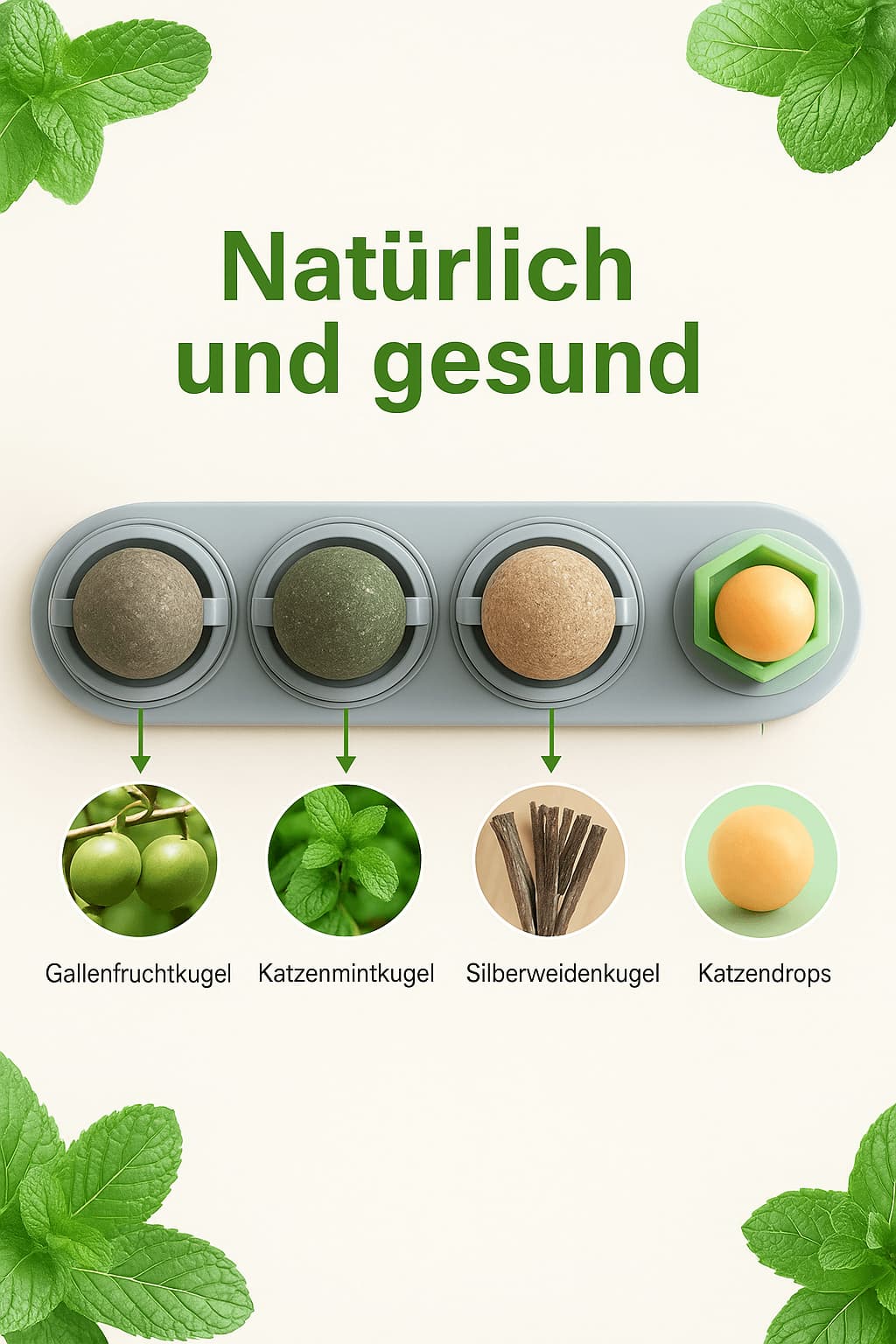 Katzenminze - Spielzeug mit Japanischer Katzenminze – Zahnpflege & Schleckball zur Beschäftigung & Zahnung