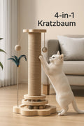 Katzenspielzeug aus Holz mit Katzenminze – Drehscheibe & Kratzstab