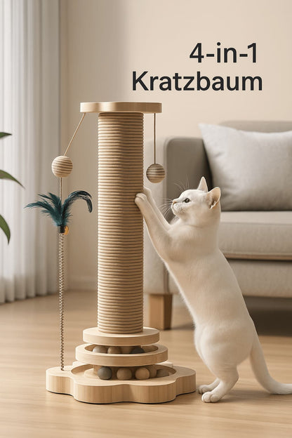 Katzenspielzeug aus Holz mit Katzenminze – Drehscheibe & Kratzstab | Furrivio™ für Hunde & Katzen – jetzt bei Furrivio™ kaufen