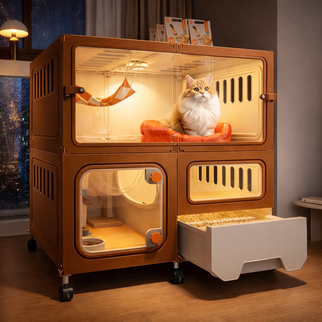 Katzenvilla – Geräumiger Katzenkäfig Indoor mit Ebenen | Furrivio™ für Hunde & Katzen – jetzt bei Furrivio kaufen