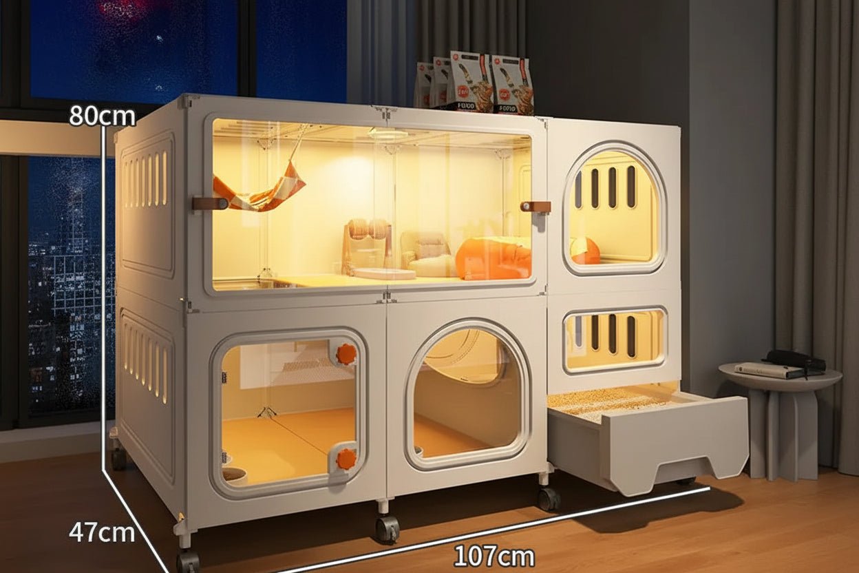 Katzenvilla – Geräumiger Katzenkäfig Indoor mit Ebenen | Furrivio™ für Hunde & Katzen – jetzt bei Furrivio kaufen