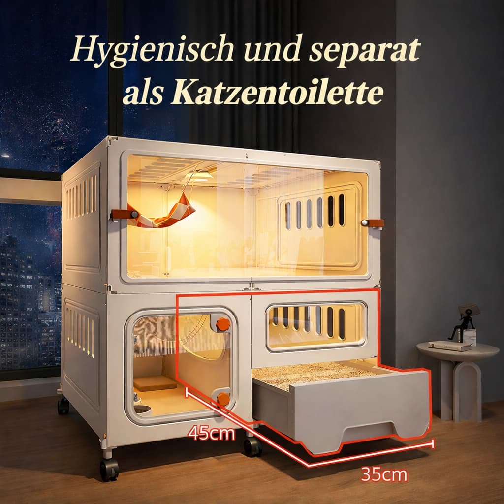 Katzenvilla – Geräumiger Katzenkäfig Indoor mit Ebenen | Furrivio™ für Hunde & Katzen – jetzt bei Furrivio kaufen
