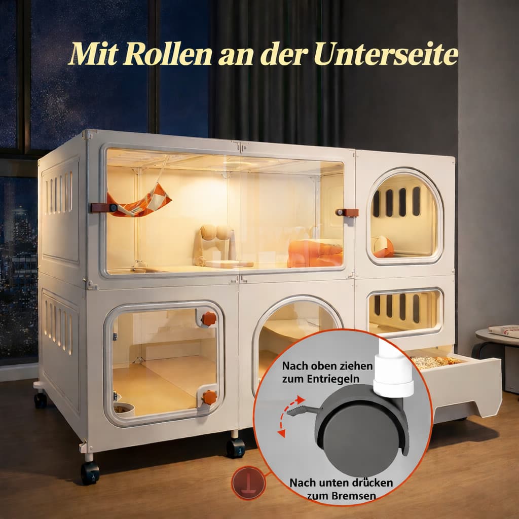 Katzenvilla – Geräumiger Katzenkäfig Indoor mit Ebenen | Furrivio™ für Hunde & Katzen – jetzt bei Furrivio kaufen