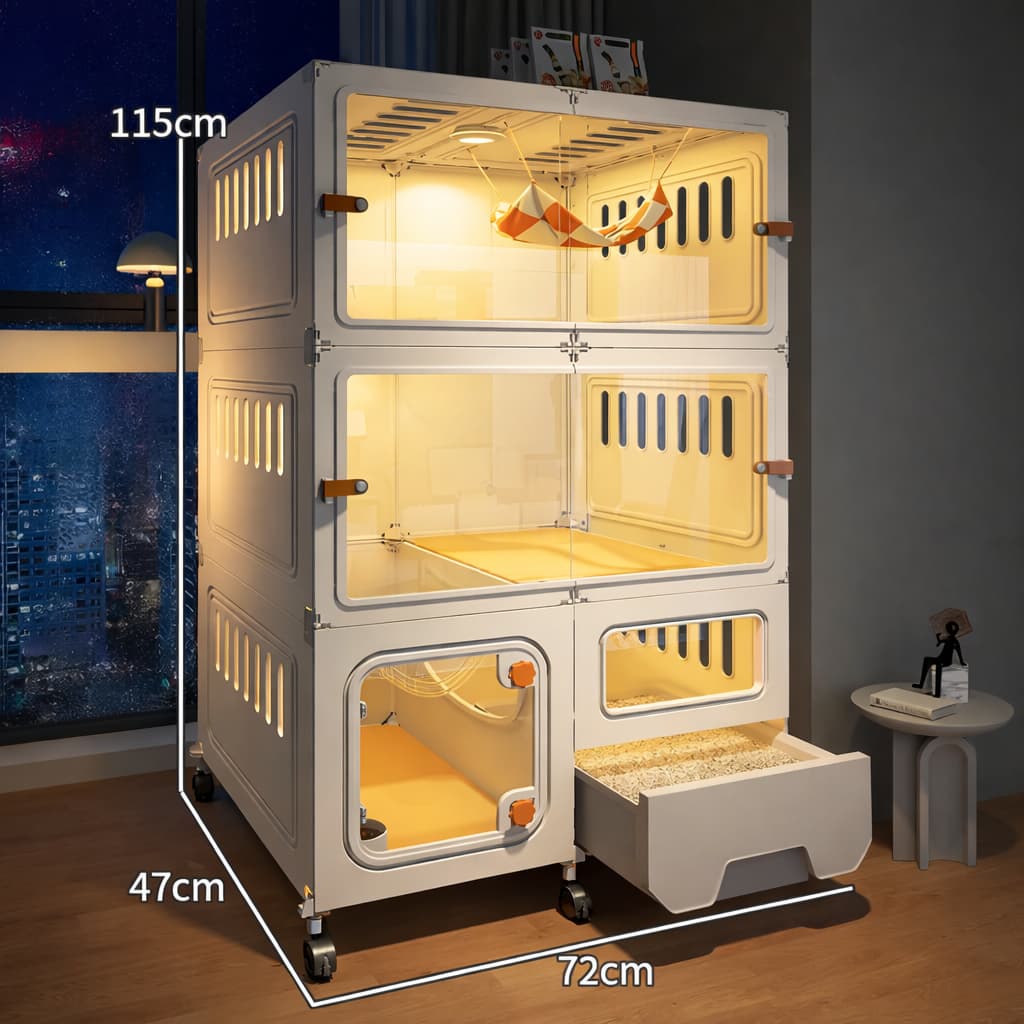 Katzenvilla – Geräumiger Katzenkäfig Indoor mit Ebenen | Furrivio™ für Hunde & Katzen – jetzt bei Furrivio kaufen