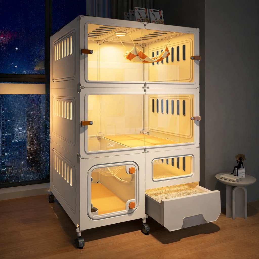 Katzenvilla – Geräumiger Katzenkäfig Indoor mit Ebenen | Furrivio™ für Hunde & Katzen – jetzt bei Furrivio kaufen