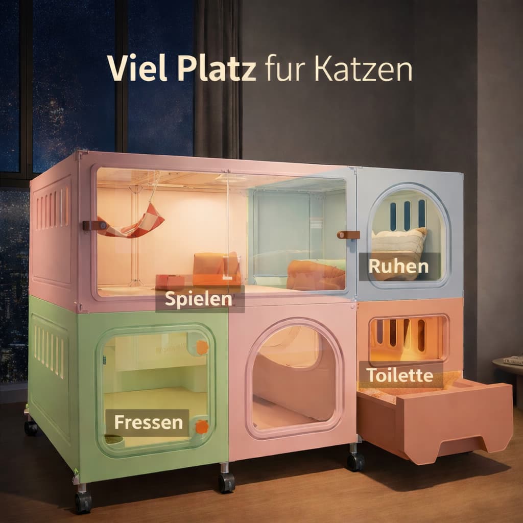 Katzenvilla – Geräumiger Katzenkäfig Indoor mit Ebenen | Furrivio™ für Hunde & Katzen – jetzt bei Furrivio kaufen