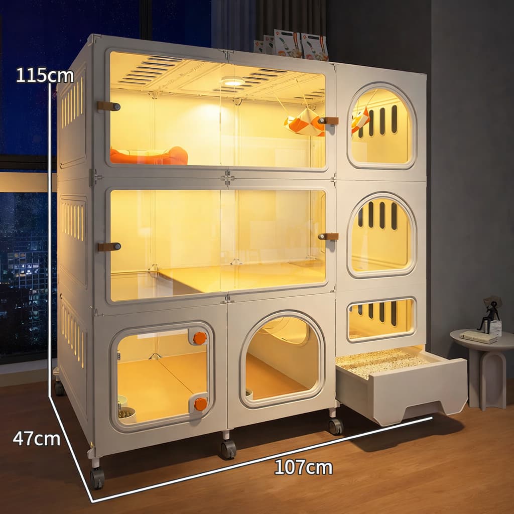 Katzenvilla – Geräumiger Katzenkäfig Indoor mit Ebenen | Furrivio™ für Hunde & Katzen – jetzt bei Furrivio kaufen