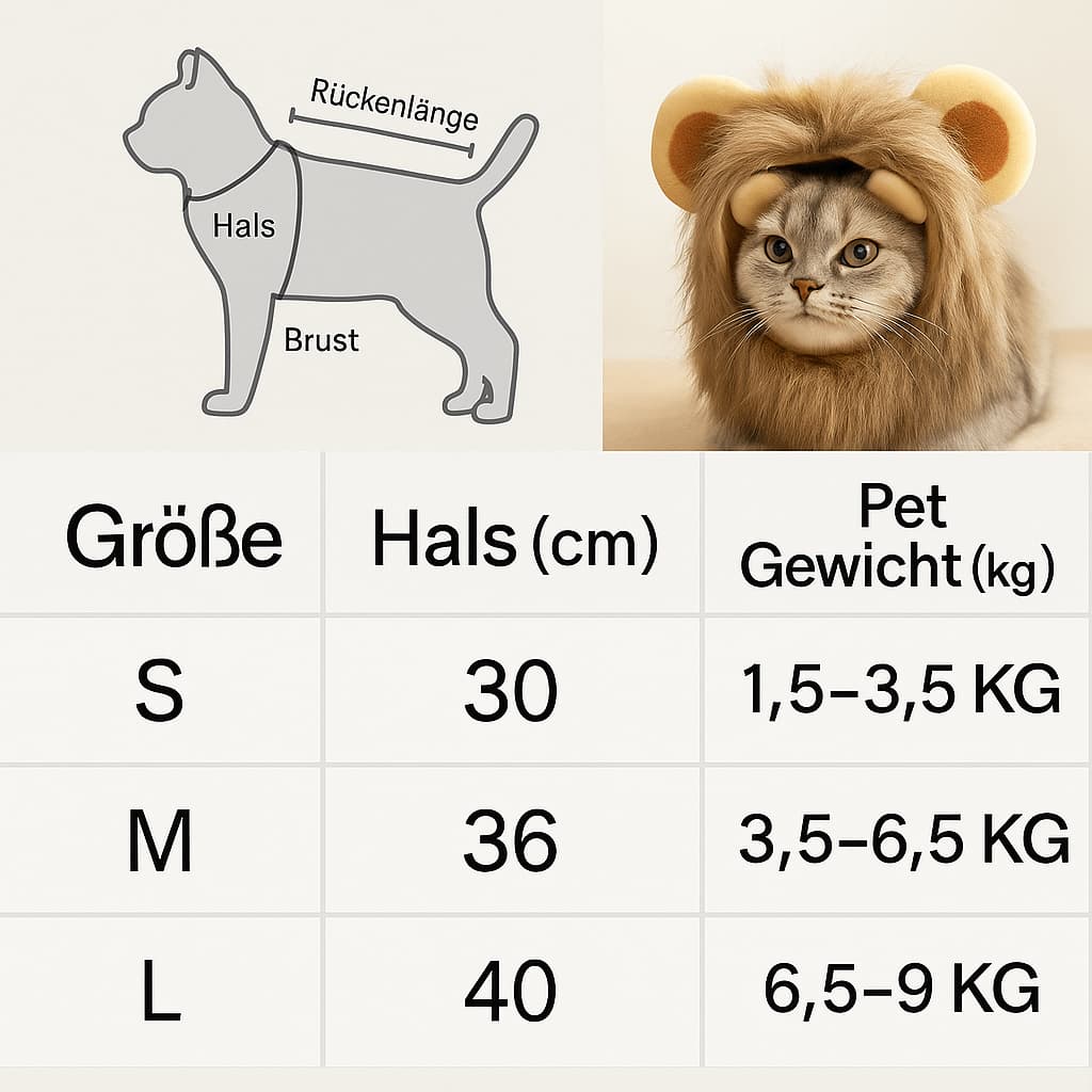 Löwenmähne für Katzen – das beste Katzen Löwenkostüm | Furrivio™ für Hunde & Katzen – jetzt bei Furrivio™ kaufen