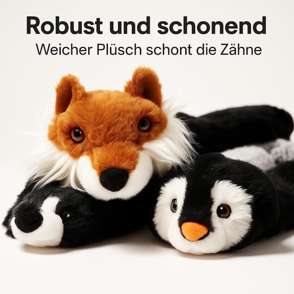 Lustiges Hundespielzeug ohne Füllung – Langlebiges Quietsch - und Knister - Kauspielzeug aus Plüsch für Hunde