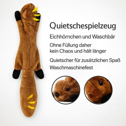 Lustiges Hundespielzeug ohne Füllung – Langlebiges Quietsch - und Knister - Kauspielzeug aus Plüsch für Hunde