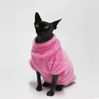 Sphynx Katzenpullover Plüsch– Warmer Winterpullover Arctic Velvet für haarlose Katzen pink | Furrivio™