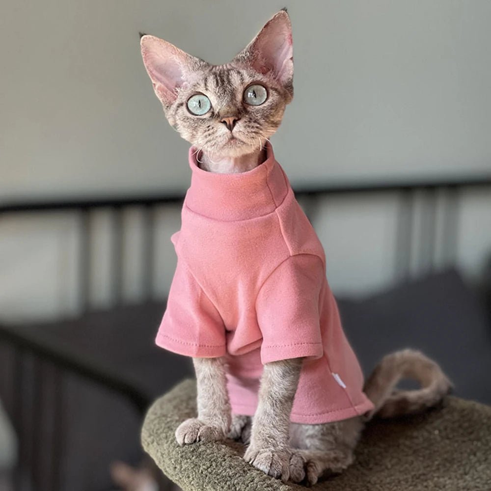 Sphynx Katzenpullover Rollkragen – Fleece Sweater für Katzen | Herbst & Winter Kleidung | Furrivio™