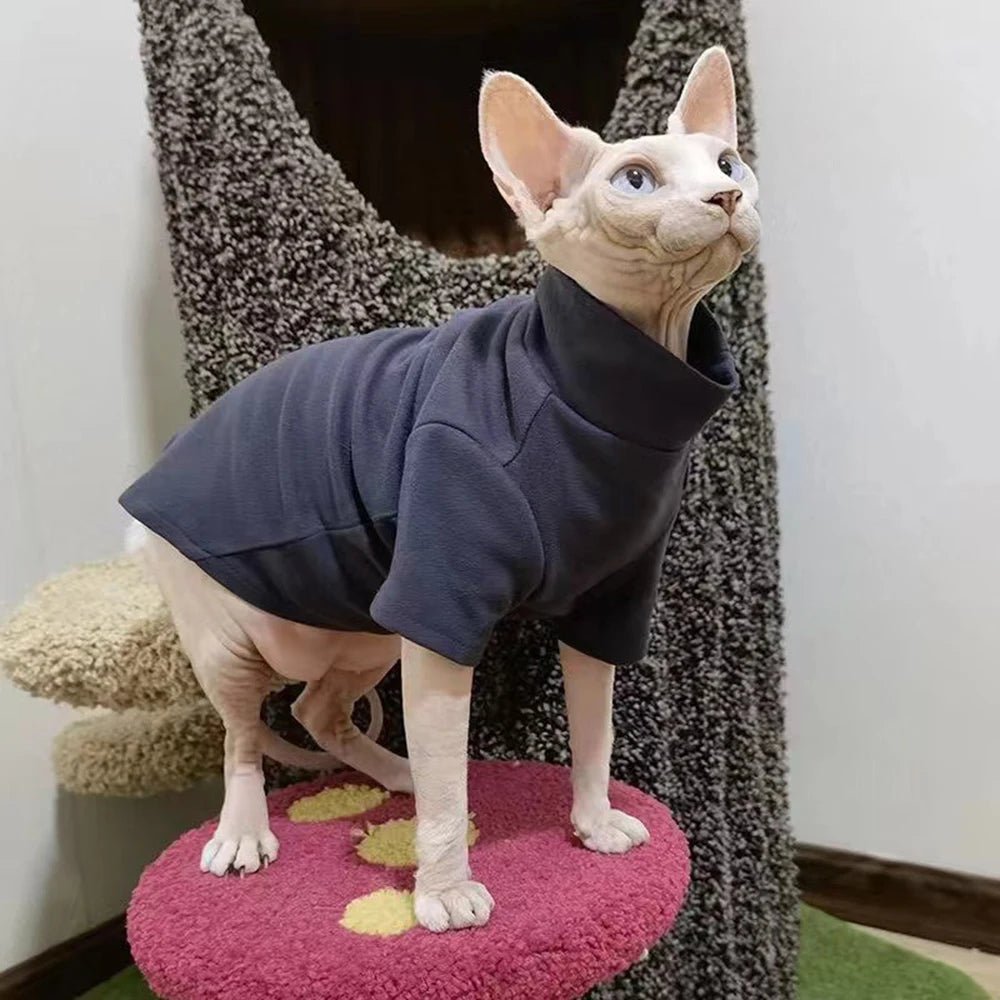 Sphynx Katzenpullover Rollkragen – Fleece Sweater für Katzen | Herbst & Winter Kleidung | Furrivio™