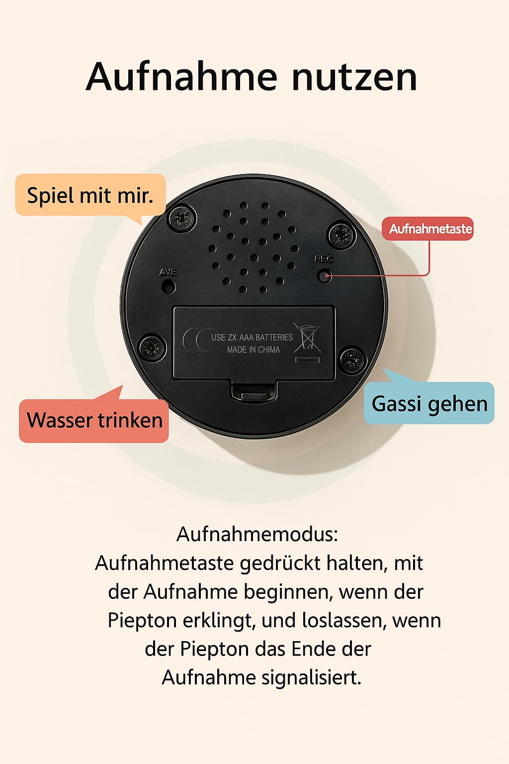 Sprechknopf für Hunde – Aufnahme - Taste für Hundetraining & Kommunikation