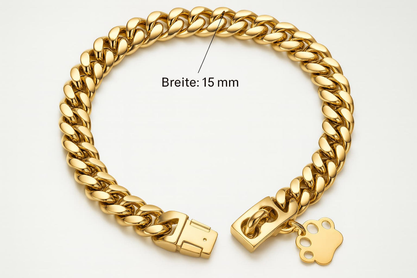 Starkes Edelstahl Hunde Halsband mit Sicherheitsverschluss – Goldene Cuban Link Kette | Furrivio™ für Hunde & Katzen – jetzt bei Furrivio™ kaufen