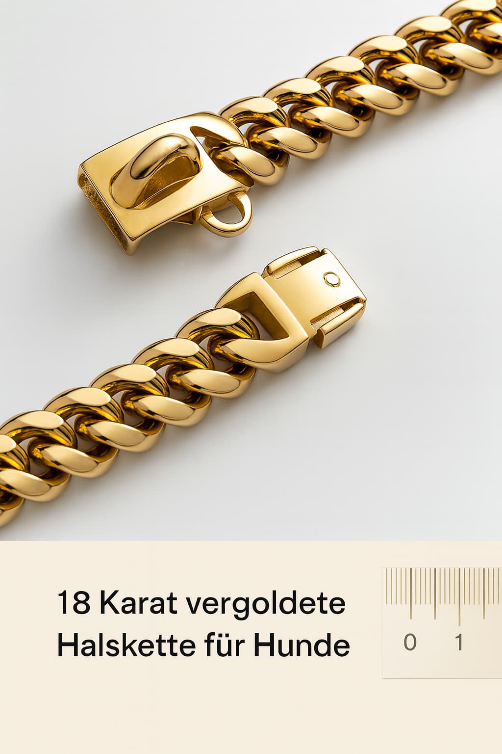 Starkes Edelstahl Hunde Halsband mit Sicherheitsverschluss – Goldene Cuban Link Kette | Furrivio™