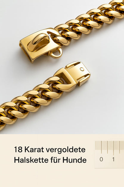 Starkes Edelstahl Hunde Halsband mit Sicherheitsverschluss – Goldene Cuban Link Kette | Furrivio™ für Hunde & Katzen – jetzt bei Furrivio™ kaufen