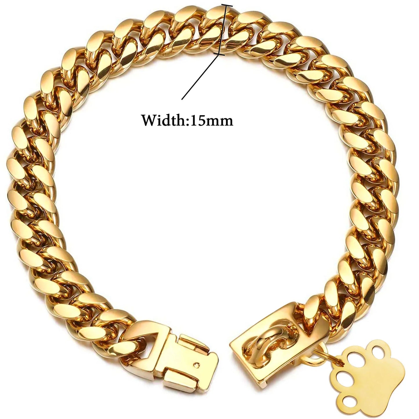 Starkes Edelstahl Hunde Halsband mit Sicherheitsverschluss – Goldene Cuban Link Kette | Furrivio™ für Hunde & Katzen – jetzt bei Furrivio™ kaufen