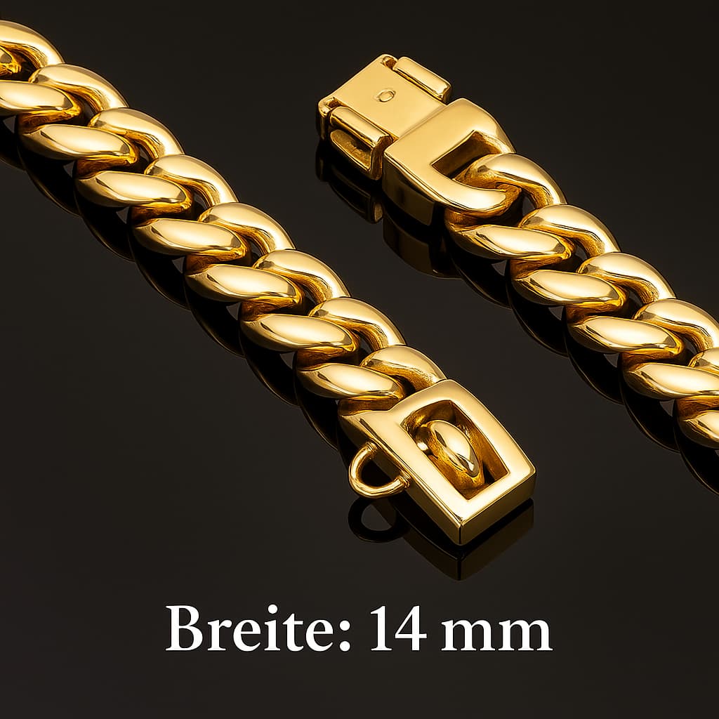 Starkes Edelstahl Hunde Halsband mit Sicherheitsverschluss – Goldene Cuban Link Kette | Furrivio™
