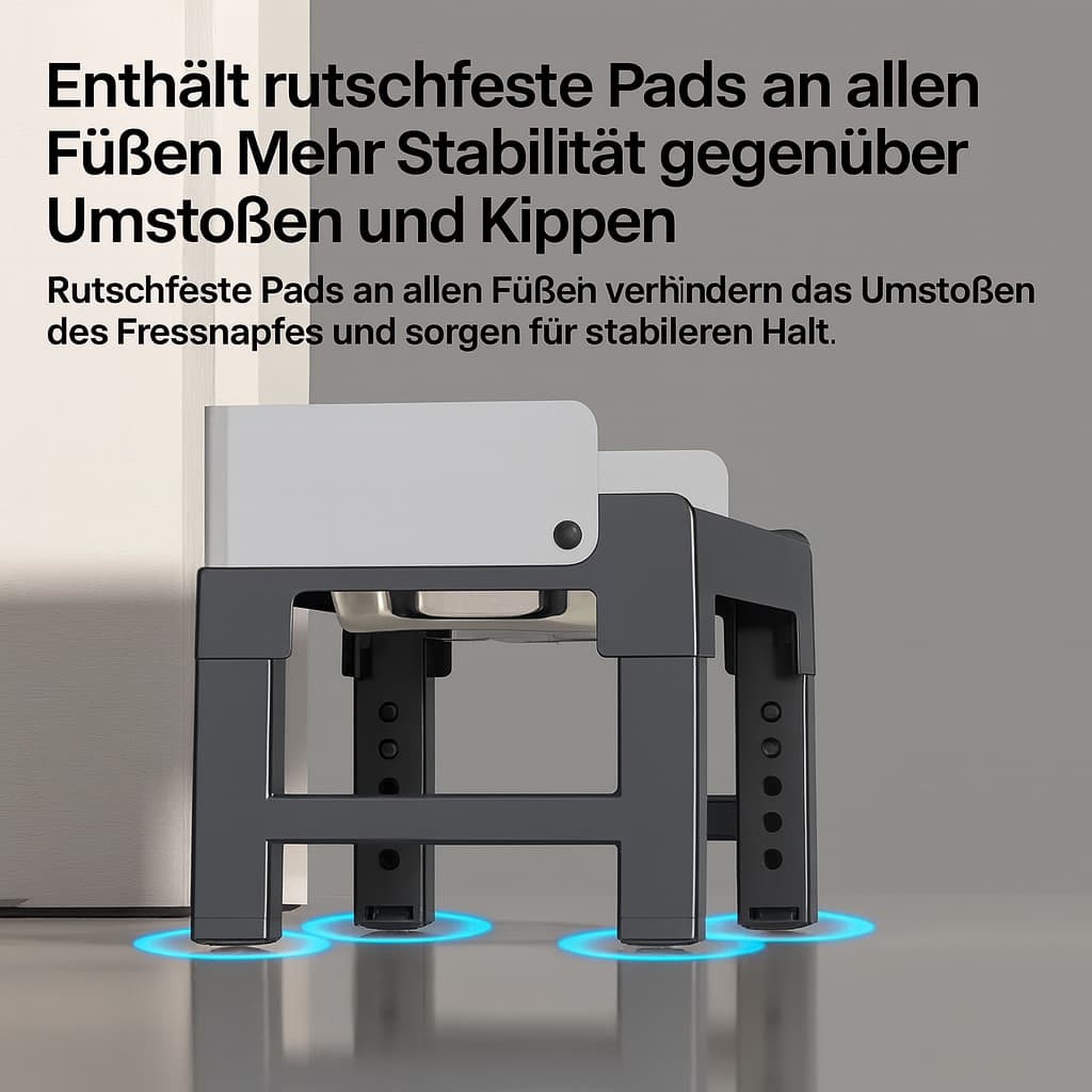 Verstellbarer Doppelnapf Hund – Erhöhter Futterständer mit Edelstahl - Schalen | Furrivio™ für Hunde & Katzen – jetzt bei Furrivio™ kaufen